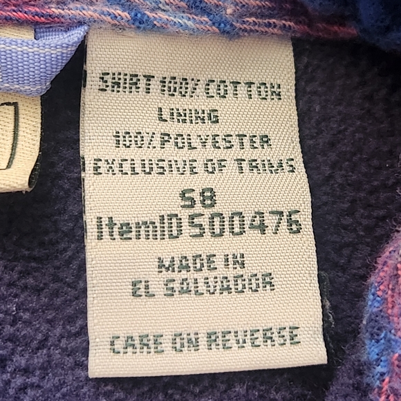 L.L. BEAN Women’s Hoodie Small Blue Pink Fleece Lined Plaid Work Barn Chore - Picture 5 of 12